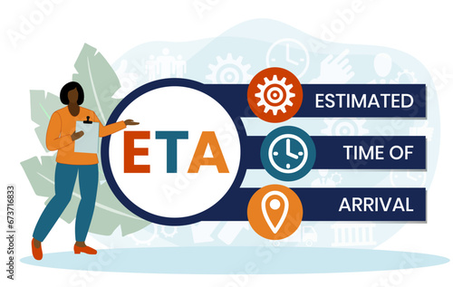 ETA - Estimated Time of Arrival acronym. business concept background. vector illustration concept with keywords and icons. lettering illustration with icons for web banner, flyer, landing page