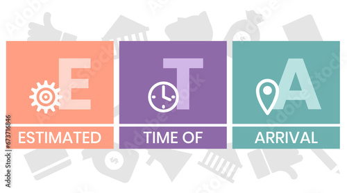 ETA - Estimated Time of Arrival acronym. business concept background. vector illustration concept with keywords and icons. lettering illustration with icons for web banner, flyer, landing page