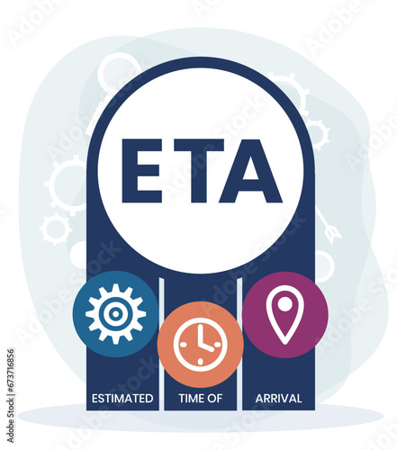 ETA - Estimated Time of Arrival acronym. business concept background. vector illustration concept with keywords and icons. lettering illustration with icons for web banner, flyer, landing page