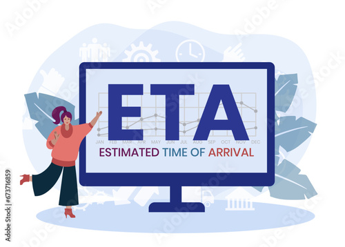 ETA - Estimated Time of Arrival acronym. business concept background. vector illustration concept with keywords and icons. lettering illustration with icons for web banner, flyer, landing page