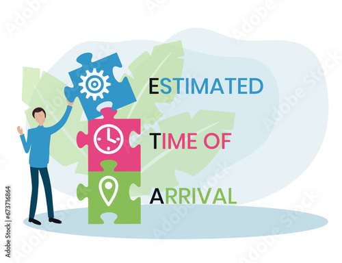 ETA - Estimated Time of Arrival acronym. business concept background. vector illustration concept with keywords and icons. lettering illustration with icons for web banner, flyer, landing page