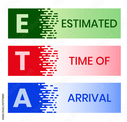 ETA - Estimated Time of Arrival acronym. business concept background. vector illustration concept with keywords and icons. lettering illustration with icons for web banner, flyer, landing page