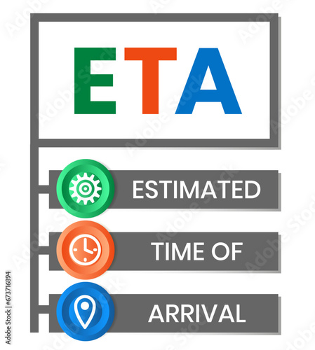 ETA - Estimated Time of Arrival acronym. business concept background. vector illustration concept with keywords and icons. lettering illustration with icons for web banner, flyer, landing page