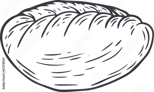 Kurze. Hand drawn traditional cuisine food in monochrome sketch style. Dumpling vector illustration.