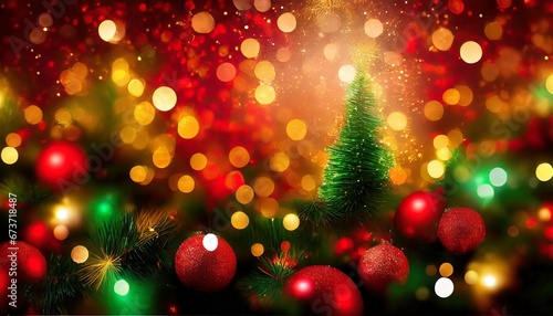 Red and Gold Christmas Glitter Bokeh Background