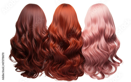 Attractive Colorful Beautiful Hair Wigs Isolated on Transparent Background PNG.