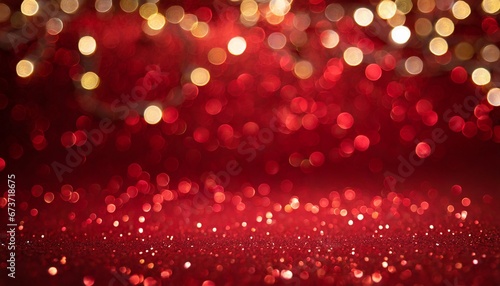 Red and Gold Christmas Glitter Bokeh Background