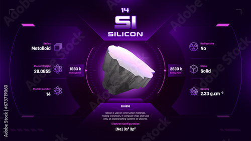 Silicon Parodic Table Element 14-Fascinating Facts and Valuable Insights-Infographic vector illustration design photo