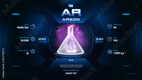 Argon Parodic Table Element 18-Fascinating Facts and Valuable Insights-Infographic vector illustration design photo