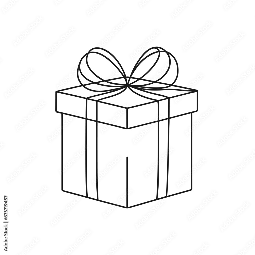 gift drawn with one line isolated. Vector illustration gift drawn with one line isolated. Vector illustration