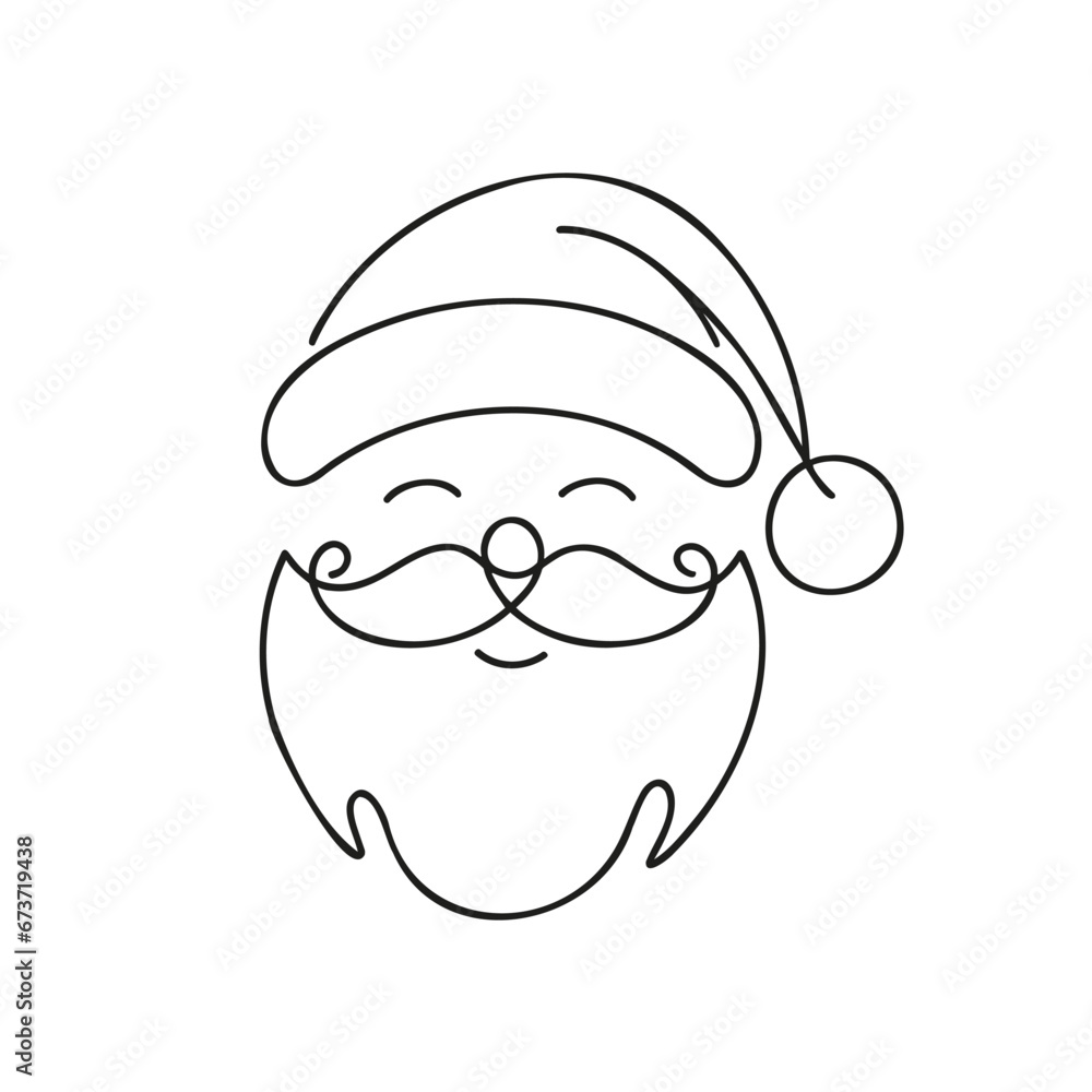 Continuous one line drawing of Santa Claus isolated on white background. Vector illustration Continuous one line drawing of Santa Claus isolated on white background. Vector illustration