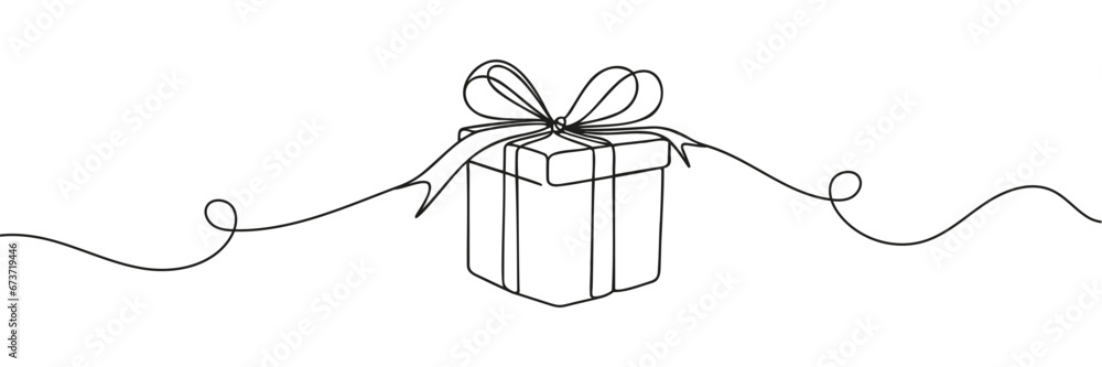 gift drawn with one line isolated. Vector illustration gift drawn with one line isolated. Vector illustration