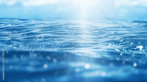 Beautiful blurred natural blue background with water