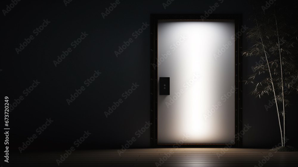 Covered porch and front door of japan home in the night Covered porch and front door of japan home in the night