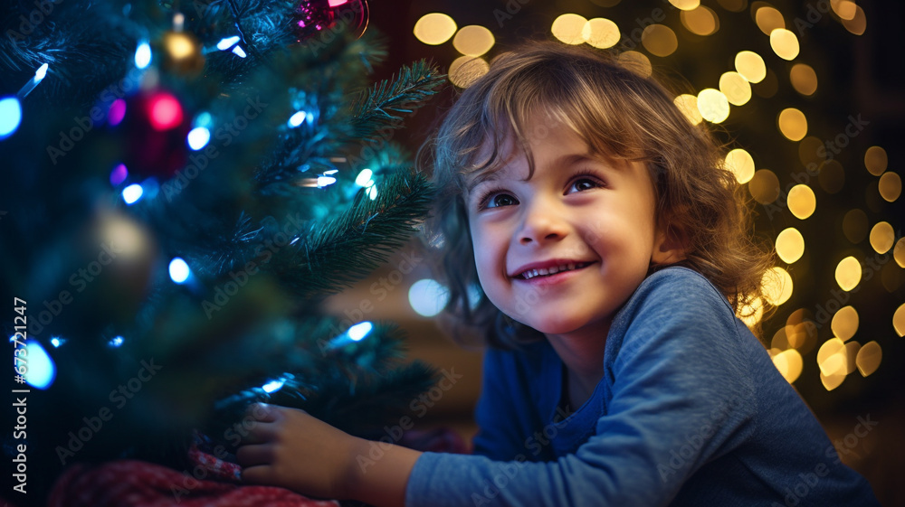 Children smile happily on Christmas Eve night. Children smile happily on Christmas Eve night.