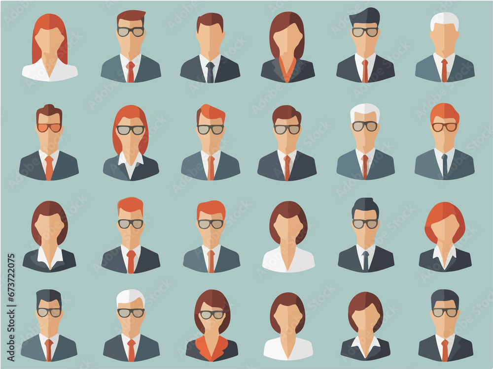 set of people icons , flat vector design style