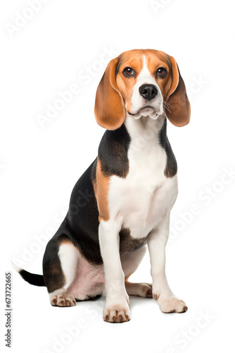 Beagle breed dog. Isolated photo on a white background. Pets.