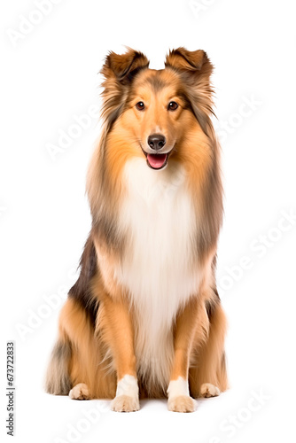 Collie breed dog. Isolated photo on a white background. Pets.