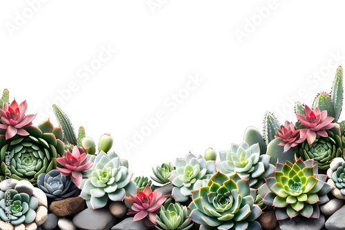 Frame with plant and rock isolated on transparent background photo