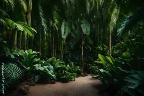 Create a tropical oasis with lush greenery.