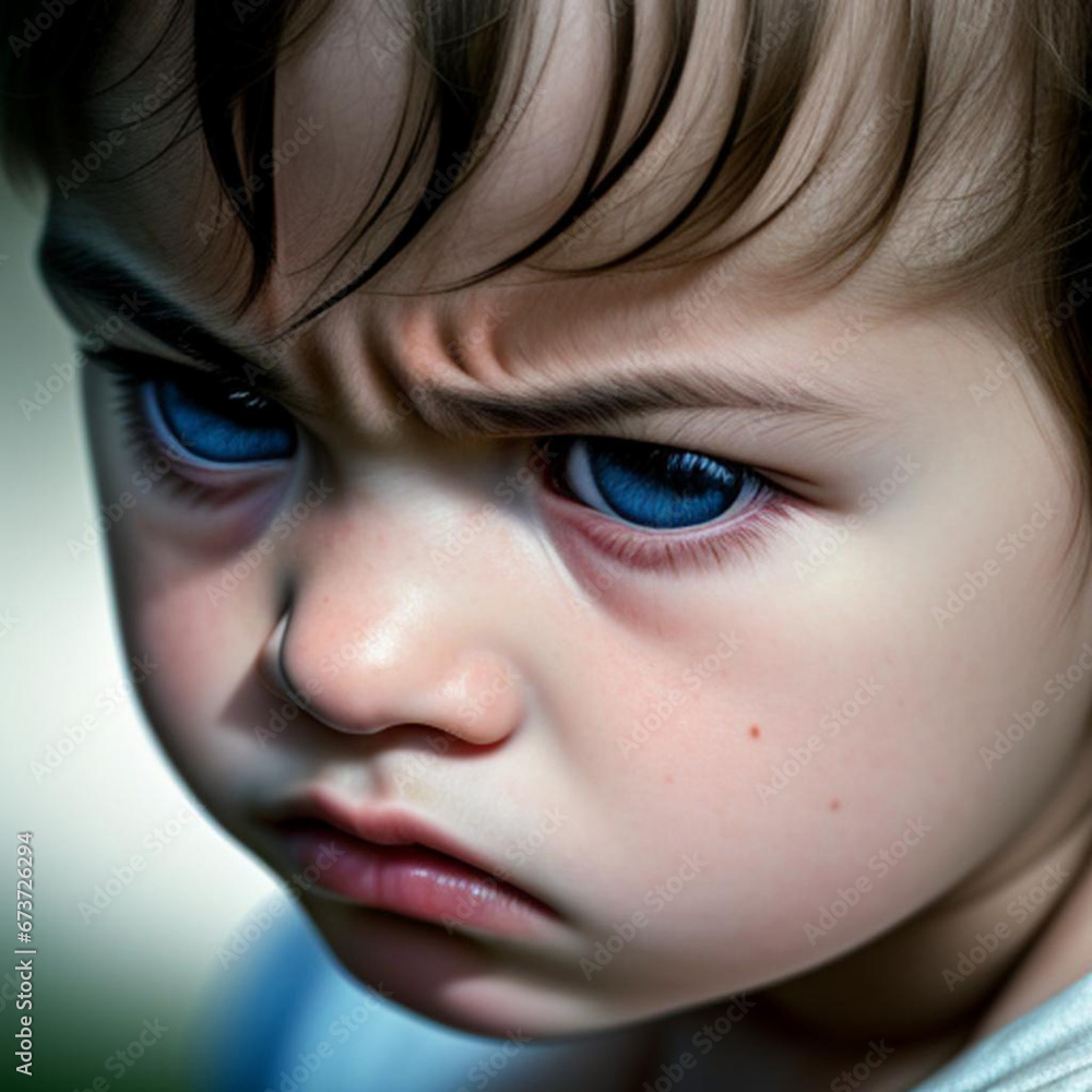 Portrait of an angry annoyed child. Generative AI Portrait of an angry annoyed child. Generative AI