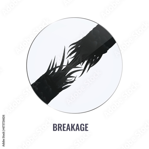 Surface of damaged breaking hair with ragged cuticle edges under the microscope. Hair follicle breakage closeup. Trichology medical concept. Vector illustration.