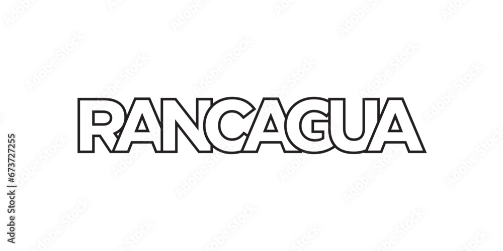 Rancagua in the Chile emblem. The design features a geometric style, vector illustration with bold typography in a modern font. The graphic slogan lettering. Rancagua in the Chile emblem. The design features a geometric style, vector illustration with bold typography in a modern font. The graphic slogan lettering.
