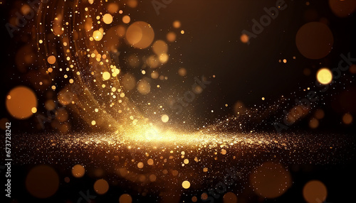 Background of bokeh light and abstract gold glitter