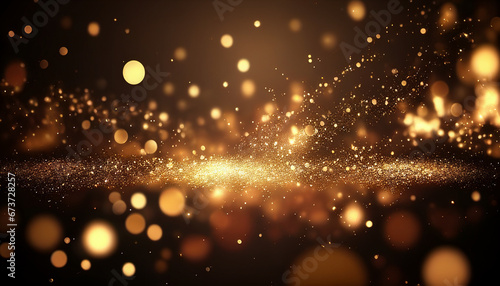 Background of bokeh light and abstract gold glitter