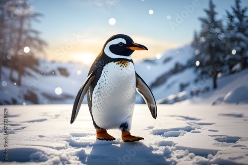 penguin on the snow generative ai 