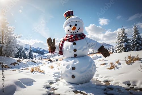 snowman on the snow generative ai  © Ebad