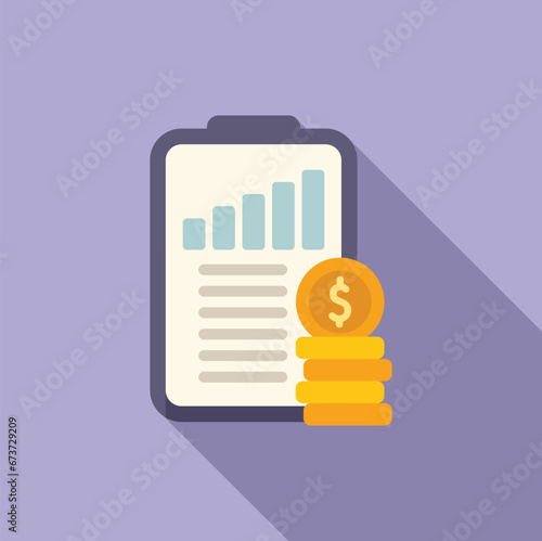 Financial planning clipboard icon flat vector. Loan rate. Money economy