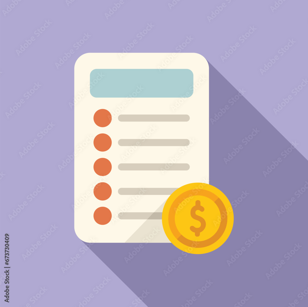 Balance invoice paper icon flat vector. Service business. Money rate Balance invoice paper icon flat vector. Service business. Money rate