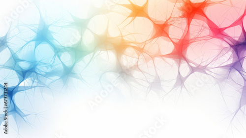 Neuron brain cell medical background. Science neural connection, bright color lights