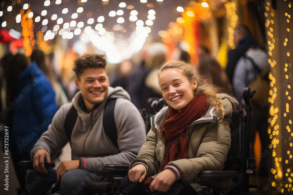 young smiling people in a wheelchair