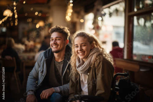 young smiling people in a wheelchair