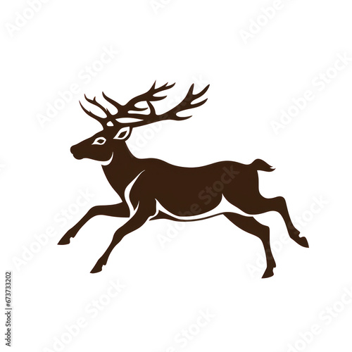 silhouette of a running deer on transparent background - ai-generated