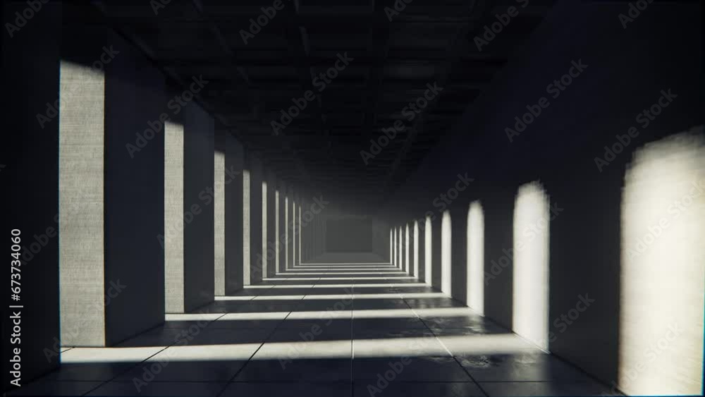 Seamless loop motion graphic of flying into industrial concrete tunnel Seamless loop motion graphic of flying into industrial concrete tunnel