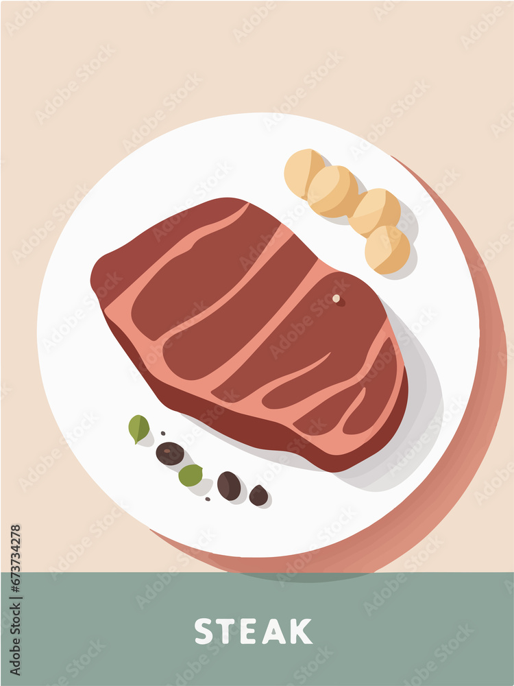 piece of meat , steak ,minimal product vector style , food vector piece of meat , steak ,minimal product vector style , food vector