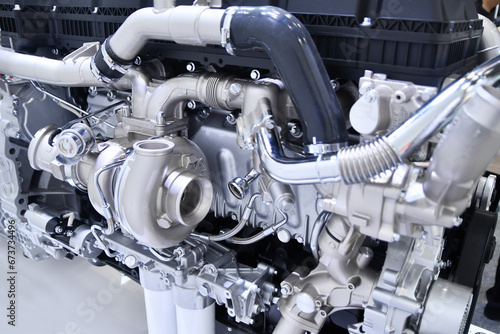 大型トラックのディーゼルエンジン