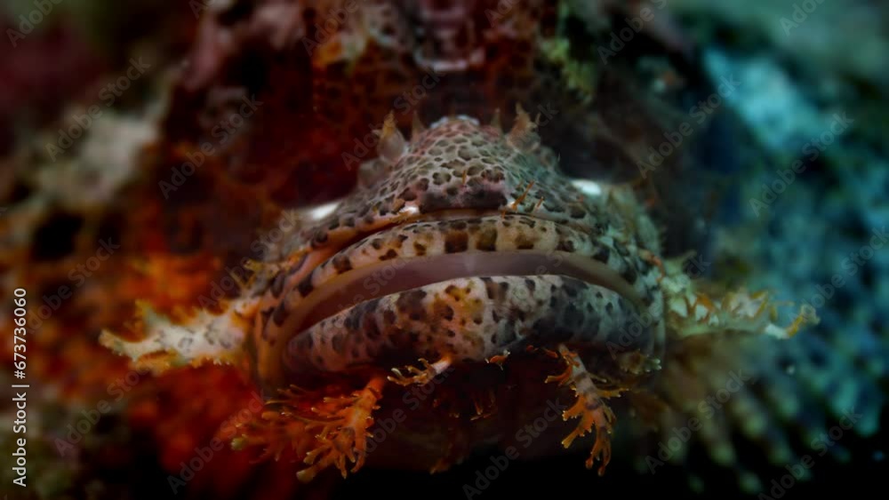 Macro of a Bearded Scorpionfish (Scorpaenopsis) barbatus, Raja Ampat, Indonesia, Slow Motion, Asia Macro of a Bearded Scorpionfish (Scorpaenopsis) barbatus, Raja Ampat, Indonesia, Slow Motion, Asia