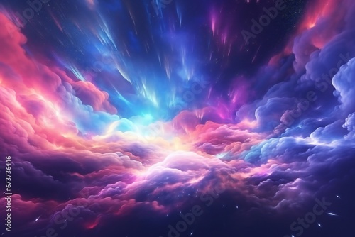 3d render  abstract fantasy background of colorful sky with neon clouds