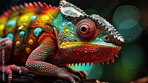 Macro view of a chameleon’s scale, each one a portal into another universe Ai Generative © SK