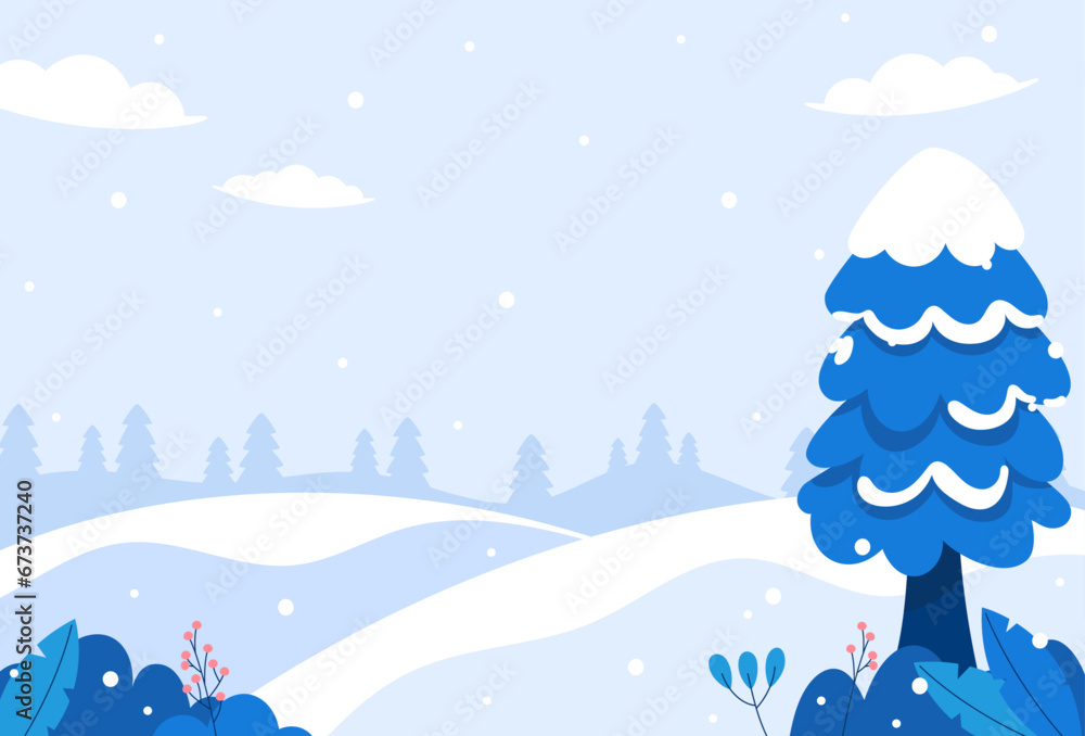 Naklejka premium Natural winter landscape background vector