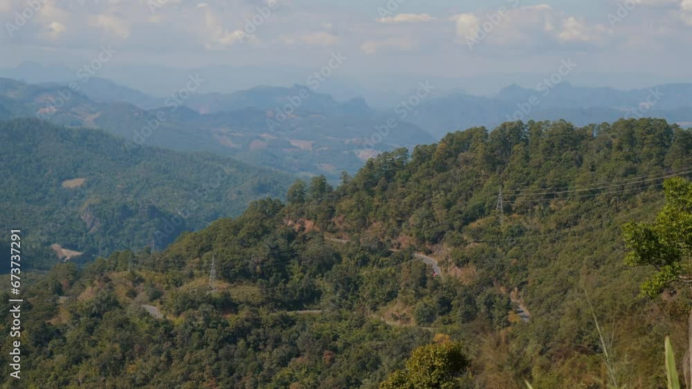 Expansive view of lush green mountains under blue sky, untouched wilderness panorama. Nature and landscape. Expansive view of lush green mountains under blue sky, untouched wilderness panorama. Nature and landscape.
