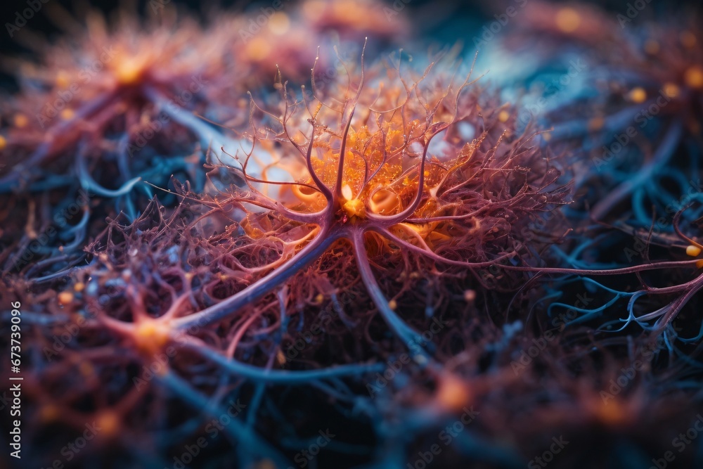 A neuron net inside of brain, shimmering with a vibrant rainbow of colors. Generative Ai. A neuron net inside of brain, shimmering with a vibrant rainbow of colors. Generative Ai.