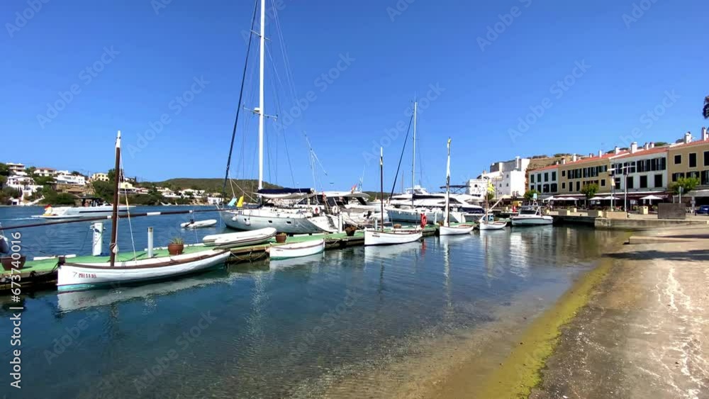 Boats and ferries at the port of Mahon, Port de Mao, Menorca, Balearic Islands, Balearic Islands, Mediterranean Sea, Spain, Europe Boats and ferries at the port of Mahon, Port de Mao, Menorca, Balearic Islands, Balearic Islands, Mediterranean Sea, Spain, Europe