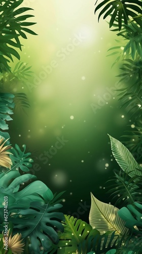 Green plant landscape with grass and clouds Created with generative Ai