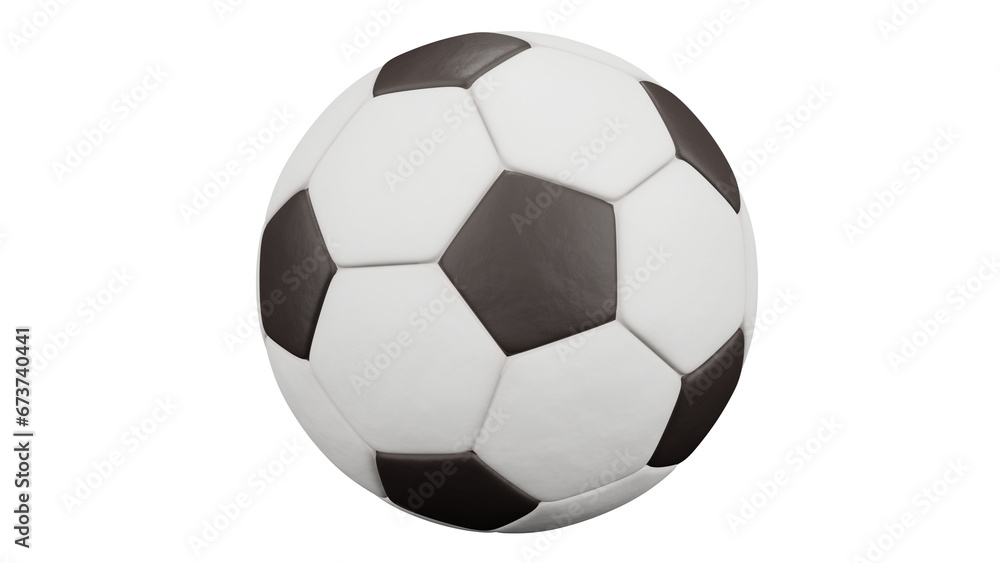 Black and white soccer ball on isolated background, alpha, transparent, png