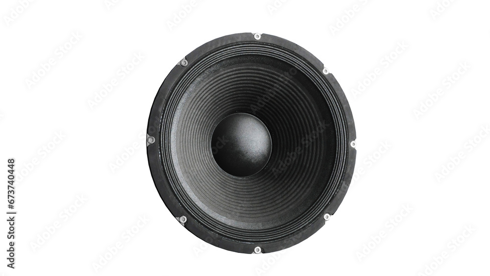 Speaker from a black subwoofer on an isolated background, alpha, transparent, png Speaker from a black subwoofer on an isolated background, alpha, transparent, png